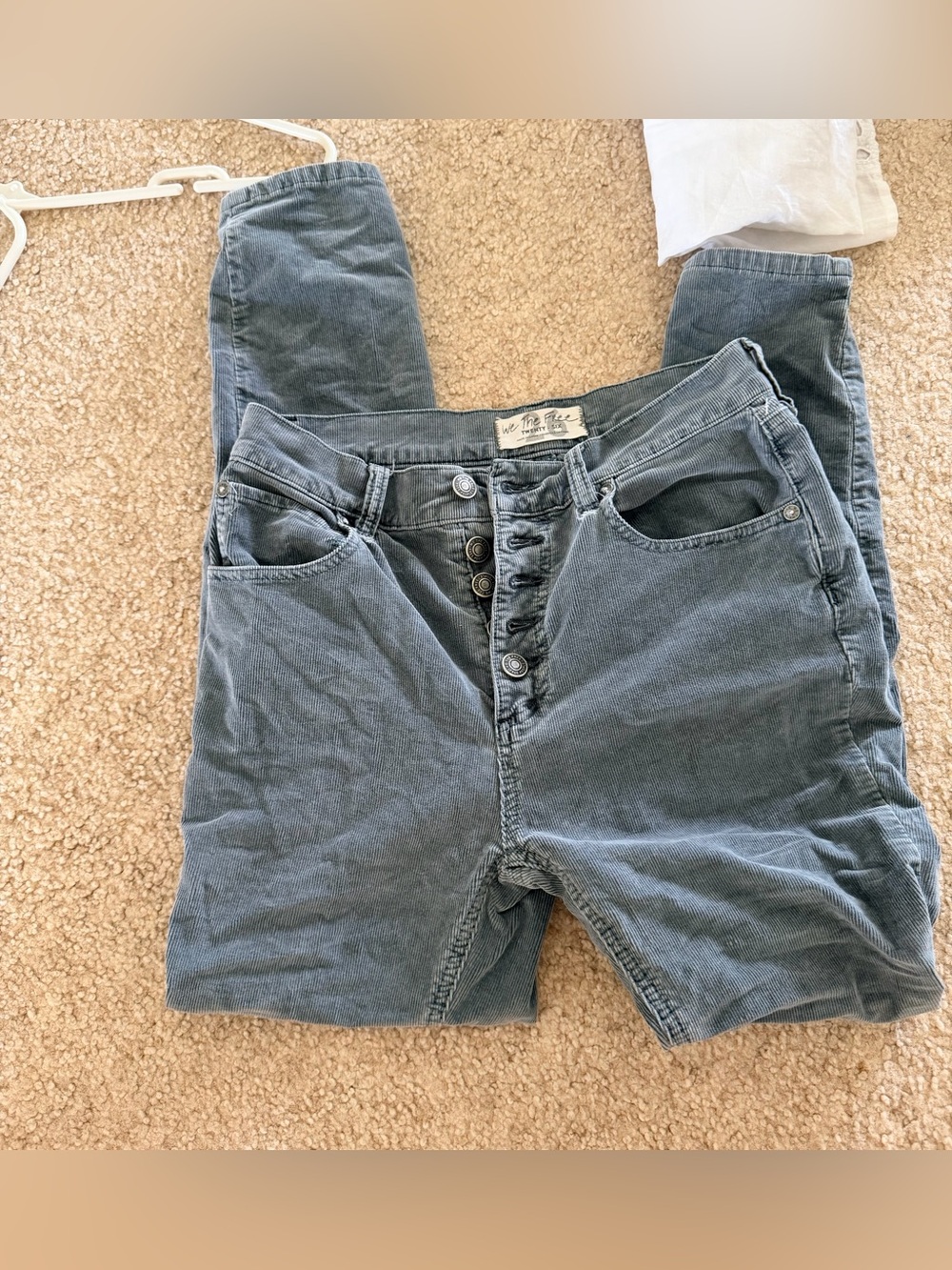 We The Free Button-Fly Corduroy Pants in Slate Blue